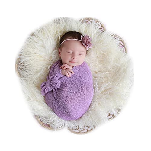 Coberllus Newborn Baby Photo Props Wrap Cloth Blanket Swaddle for Boys Girls Photography Shoot (Purple) - color: Purple