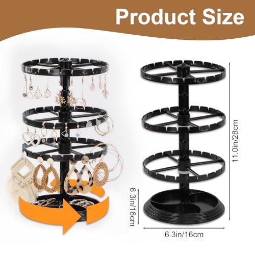 3 Tier Rotating Jewelry Display Stand, Necklace Holder, Jewelry Tree Stand, Plastic Spinning Display Rack for Vendors Events Necklace Keychain Earring Ring Holder Retail Organizer Supplies