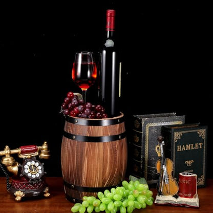 Kichvoe Wine Barrel Decor Wooden Oak Barrel Ornament Retro Bar Landscaping Decorative Wine Photo Prop 4.2 Inch Rustic Tabletop Display