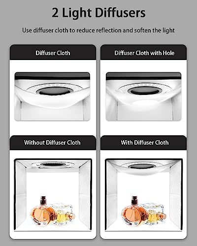 DUCLUS Light Box Photography, Portable Photo Studio Booth Box, 10" x 10" Professional Mini Shooting Tents with 104 LED Lights Dimmable, 6 Backdrops for Small Product: Jewelry, Miniature Models etc. - size: 10*10 inch