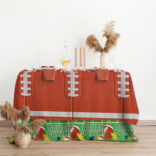 Gatherfun 2-Pack Football Decorations – Touchdown Tablecloth Set, 54x108 Disposable Plastic Covers for Game Party, Birthday Party & Football-Themed Favors - style: 2 FOOTBALL