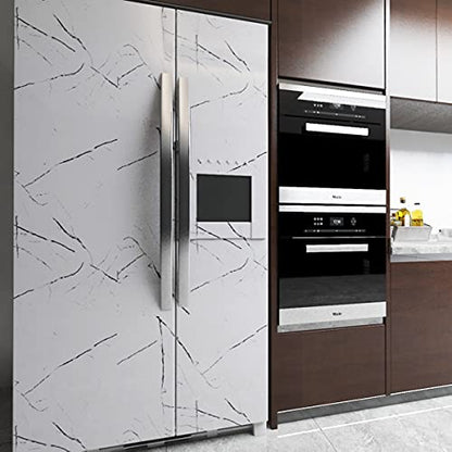 TOTIO 32x78inch Extra Wide Black White Marble Wallpaper Glossy Thicken Self-Adhesive Furniture Stickers Granite Look Wall Sticker Peel Stick Countertop Waterproof Contact Paper for Kitchen Bathroom - color: White, size: 32" x 78"