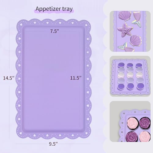 Pack of 11 NWK Cake Stand Set, with 3 x Two-Tier and 3 x Three-Tier Cupcake Stands, 4 x Appetizer Trays, 1 x Tablecloth for Birthday Bridal Baby Shower Party (Purple) - color: Purple