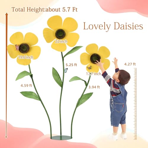 Large Daisy Flowers Artificial Big Five-Petaled Daisy Giant Flowers Decoration for Birthday Party Garden Office Home Wedding Graduation Shop Window Display(Yellow) - color: Yellow