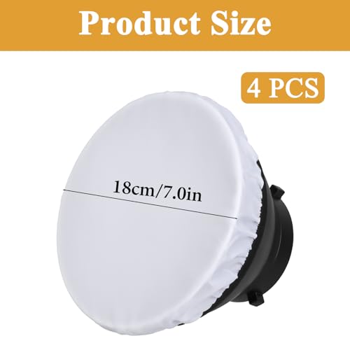 4 Pcs Lamp Diffuser 7 Inches/ 18 cm Light Diffuser Soft Cover Light Bulb Diffusers for Strobe Flash Lights Speedlite Standard Reflector White Great for Studio Strobe Reflectors Video Shooting