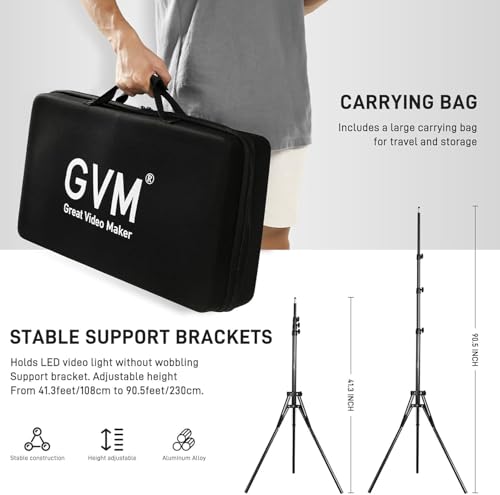 GVM RGB LED Video Light Kit, Dimmable Photography Lighting with APP Control, 680RS 50W 3 Packs Led Panel Light for YouTube Studio, Video Shooting, Gaming, Streaming, Zoom, Broadcasting, Conference - size: 50 W Without Softbox