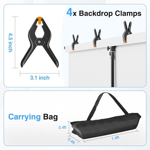 EMART T Shape Backdrop Stand 8.5x5ft, Adjustable Green Screen Photo Banner Holder with Water Bag and 4 Clamps Photography Background Support Kit for Parties, Photoshoot, Balloon