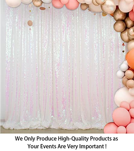 ShinyBeauty Sequin Backdrop 7FTx7FT Iridescent White Shimmer Wall Drapes Glitter Photo Backdrop for Baby, Birthday - color: Iridescent, size: 7FTx7FT