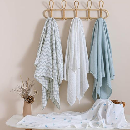 POMISO Muslin Swaddle Blankets for Boys & Girls, Newborn Receiving Blankets, 4 Pack Soft Breathable Baby Swaddles, Large 47x47 Inches, Stars & Striped - color: Stars