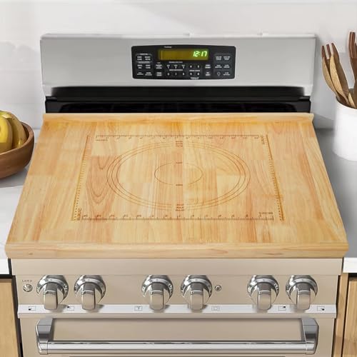 24" x 20" Reversible Wooden Pastry Board Wood Pasta Board with Lip Bread Board Cutting Board Chopping Board Pie Board with Engraved Ruler for Counter Top Kitchen-Wood - color: Wood