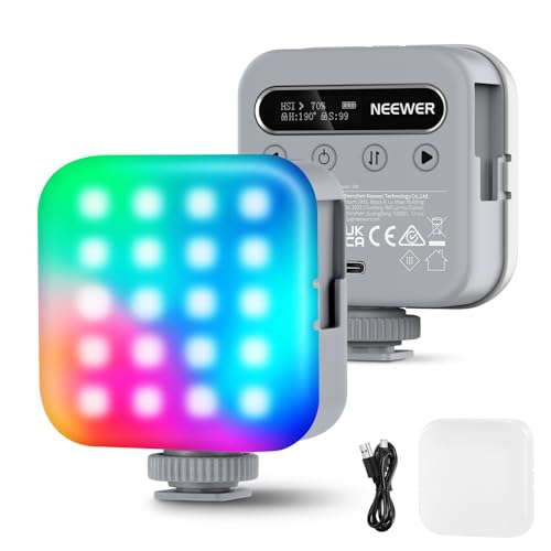 NEEWER Basic Magnetic RGB Video Light, 360° Full RGB Mini LED Camera Light CRI96+ 2500-9000K 18 Scenes 3 Cold Shoes & 1/4", 2000mAh Rechargeable Portable for Selfie/Tripod Photography Lighting, BL60C