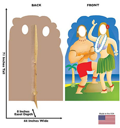 Cardboard People Hawaiians with Ukelele Stand-in Life Size Cardboard Cutout Standup - color: Hawaiians With Ukelele