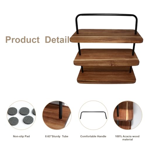 Acacia Wooden Cupcake Display Riser Stand Three Tiered Essential Oil Risers Display Candle Perfume Stand Small Chees Party Decor Dessert Table Display Set 3 Layers