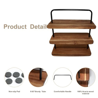 Acacia Wooden Cupcake Display Riser Stand Three Tiered Essential Oil Risers Display Candle Perfume Stand Small Chees Party Decor Dessert Table Display Set 3 Layers