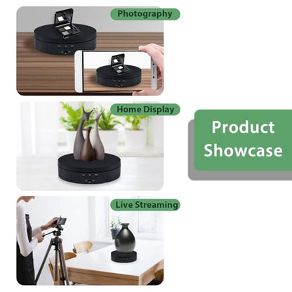 Mcbazel Motorized Rotating Display Stand,5.7inch 360 Degree Electric Rotating Turntable Display Stand for Photography Shows/Jewelry/Watch/3D Models/Cup -The Load-Bearing Capacity is About 10kg,Black - color: Black+5.7inch