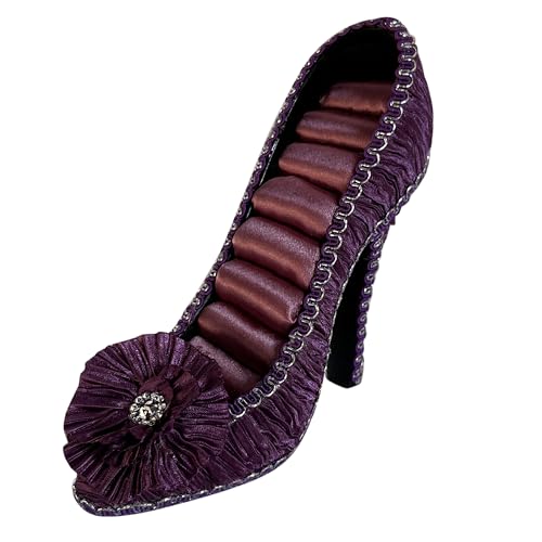 Ring Holder High Heel Shoe Design Fashion Jewelry Organizer Display Birtyday Gift (Plum) - color: Plum