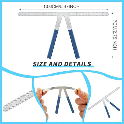 Weewooday 6 Pieces Tattoo Eyebrows Rulers 3 Point Positioning Ruler Mini Caliper Double Scale Vernier Calipers Eyebrow Caliper Microblading Ruler Measuring Tool with Eyebrow Shaver (Blue) - color: Blue