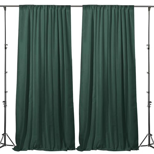 Gallety 10FT x 10F Blackish Green Backdrop Curtain for Party, Polyester Wedding Backdrop Drapes,Photo Background Curtain for Natural Themed Banquets,Photography,Graduation Decor - color: Blackish Green, size: W5' x H10'(2 panels)