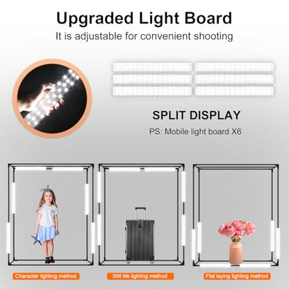 48"x56"x40" Large Photo Studio Light Box Photography, 6 Light LED Panels Dimmable Shooting Tent with 3 Color Backdrops Continuous Lighting Softbox for Model Clothing Photography - size: 48x56 in (6 LED Strips)