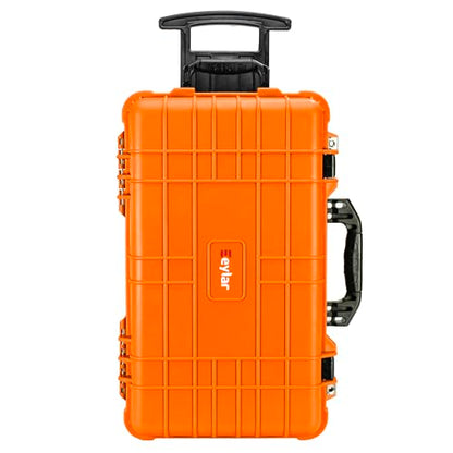 Eylar 22" Carry-On Travel Roller Gear, Camera, Drones, Tools, Equipment Hard Case Waterproof with Foam (Orange) - color: Orange
