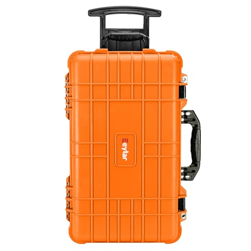 Eylar 22" Carry-On Travel Roller Gear, Camera, Drones, Tools, Equipment Hard Case Waterproof with Foam (Orange) - color: Orange