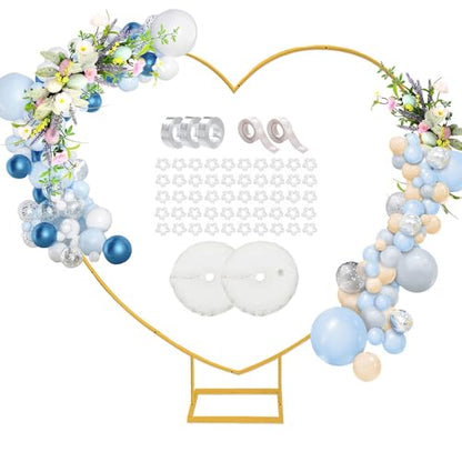 Heart Shaped Metal Balloon Arch Kit,6.6ft Wedding Heart Arch Backdrop Stand,with Water Bag for Proposal, Wedding, Valentine’s Day, Bridal, Birthday Party Decorations (Gold-Regular-S) - style: Gold-Regular-Small