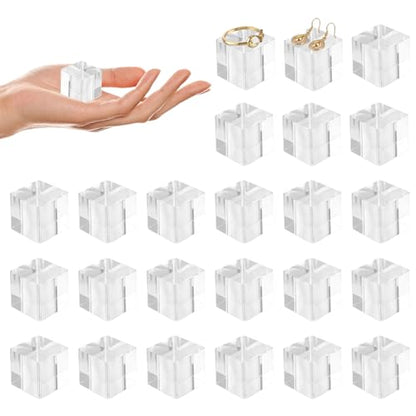 24 Pcs Acrylic Blocks for Display, 1 x 1 x 1 in Clear Square Cube Stands, Transparent Polished Floating Pedestal Holders, for Jewelry, Collectibles, Photography Presentations
