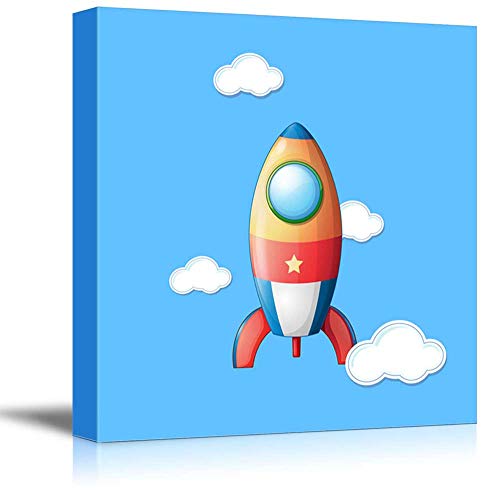 wall26 - Square Canvas Wall Art - Little Rocket - Kid's Room/Nursery Wall Art Vibrant Color & Ready to Hang - 12x12 inches - color: Artwork - 07, size: 12"L x 12"W