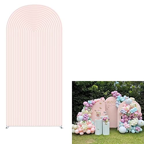 HUAYI Flesh Pink Ripples Pattern Arch Backdrop Cover for Birthday Party Wedding Baby Shower Decorations Chiara Backdrops Arched Wall Frame Stands Covers Props GP-459 2.5ft * 6ft - color: GP-459-Arch Cover, size: W2.5ft by H6ft (75cm by 180cm)
