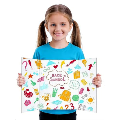 LonlyEagle Trifold Poster Board, 24" x 16", 3-Pack, White Corrugated Project Boards for Science Fairs, School Projects, Event Displays