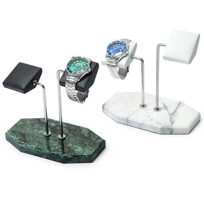 Jewelry Towers Light Luxury Marble Double Position Watch Organizer Stainless Steel Watch Display Props Creative Watch Tray Jewellery Stand Display(Green) - color: Green