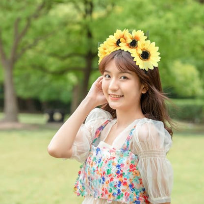 Beavorty Sunflower Flower Halloween Decor Halloween Decor Artificial Sunflower Hair Band Decorative Headwraps Yoga Headband Headpiece Bridal Photo Prop Womens Womens Boho Decor