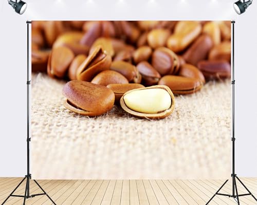 Trykid 8x6ft Brown Natural Nut Texture Backdrop Rustic Vintage Food Kitchen Cooking Photography Background Home Gathering Party Decoration Tapestry Photo Booth Prop Fabric - size: 8x6ft