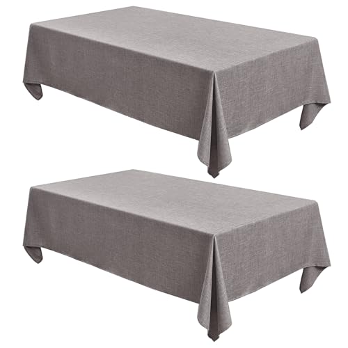 Fitable Faux Linen Table Clothes 2 Pack, Faux Burlap Fabric Tablecloths for Rectangle Tables, Rustic Holiday Table Covers for Kitchen Dining, Party, Farmhouse (Stone, 54 x 78 Inch) - color: Stone, size: 54" X 78" (2 Pack)