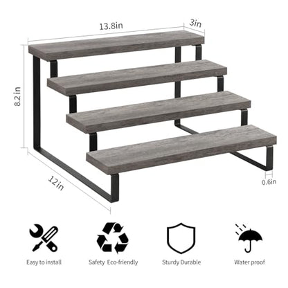YINMIT Wooden Display Riser Stand, Tiered Perfume and Cologne Organizer Stand, 4 Tier Spice Rack Organizer, Rustic Display Shelf for Candles (4 Tier,Grey) - color: 4 Tier,Grey
