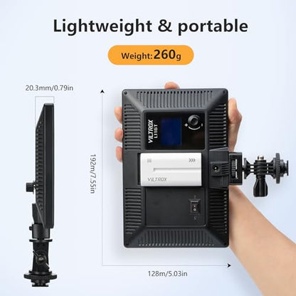 VILTROX 15W LED Video Light Panel, 3300K-5600K On Camera Light, Super Thin Key Light Panel with NP-F550, Led Photography Lighting CRI95+ for Studio Photography Video Recording Live Streaming （L116T - size: 15W CCT & Super Slim
