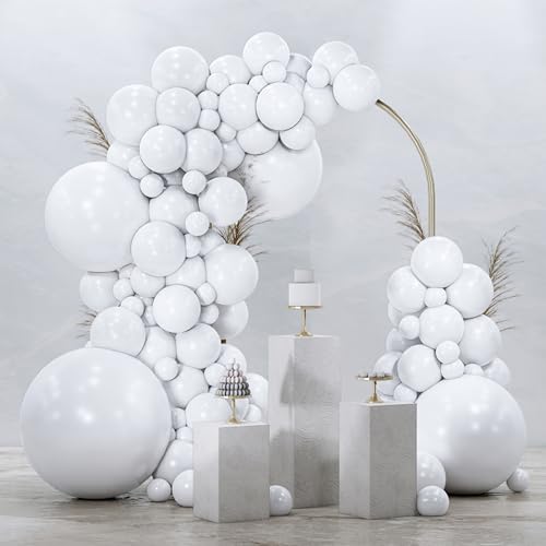 PartyWoo White Balloons 99pcs Different Sizes Pack of 36 18 12 10 5 Inch Matte White Latex Balloon Arch Kit Garland for Wedding Bridal Graduation Baby Shower Birthday Party Decorations White-Y13 - color: White-y13