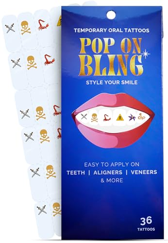 Halloween Tooth Bling Tattoo – Temporary Tooth Gem Kit for Teeth – Safe for Teens & Adults, Removable Fun Fake Tooth Tattoo Stickers for Halloween Costume, Party & Cosplay (Risky) - color: Risky