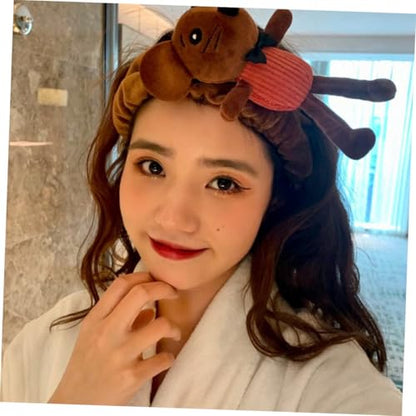 ARTIBETTER Lovely Animal Makeup Hairband for Women, Face Washing Hairband with Mouse Design, Soft Cute Headband for Skincare and Birthday Photography Props