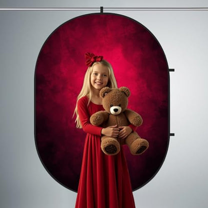 Kate Collapsible Backdrop Pop Up Backdrops Portable Red Cyan Photo Background, Video Conference, Portrait Photography, 5x6.5ft - color: Red