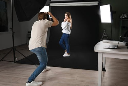 Denny Manufacturing - Seamless Paper Backdrop for Photography, Black Seamless Paper Roll (53 in x 36 ft) Includes Free Roll Gaffer Tape (2 in x 13 ft) - color: Black, size: 53 in x 36 ft