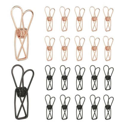 PATIKIL 50Pcs Paper Office Binder Clips, 1.26" Small Metal Wire Hollow Out Paper Clamps Long Tail Binder Clips for Photo Clothes Hanging Office Home Kitchen Food Package, Black/Rose Gold - color: Black/Rose Gold