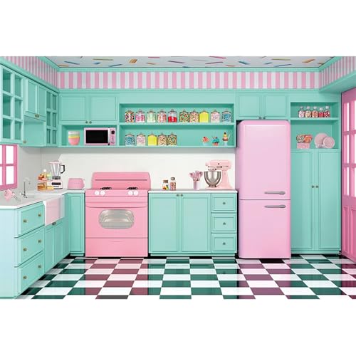 Renaiss Fabric Kitchen Backdrop 12x8ft Baking Cooking Party Wall Background Kitchen Interior Scene Photography Backdrops for Girls Kids Video Shooting Photo Studio Props - size: 12Wx8H FT