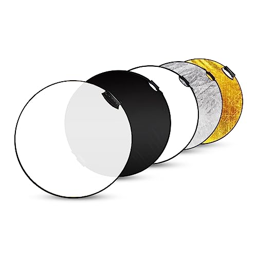 Selens Portable 5-in-1 24 Inch (60cm) Handle Round Reflector Collapsible Multi Disc with Carrying Case for Photography Photo Studio Lighting & Outdoor Lighting, Photography Multi-Disc Photo Reflector - size: 24 Inch
