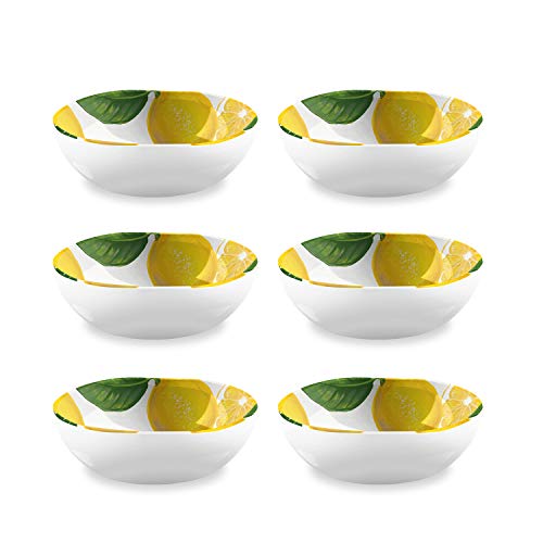 Abode Homewares by TarHong Lemon Fresh Cereal Bowl, 7" x 2.4", 34-Oz., Pure Melamine, Indoor/Outdoor, Set of 6 - size: Cereal Bowl