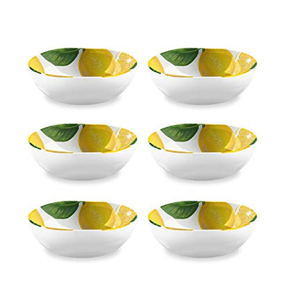 Abode Homewares by TarHong Lemon Fresh Cereal Bowl, 7" x 2.4", 34-Oz., Pure Melamine, Indoor/Outdoor, Set of 6 - size: Cereal Bowl