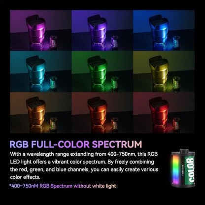 TTArtisan Mini RGB Led Light for Camera 400-750nm Full-Color RGB Magnetic Cold Shoe Lights, Rechargeable Retro Film Style Small Led Photography Lighting (1)