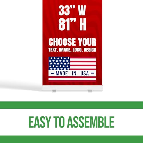 BCB Print Custom Retractable Banner 33x81 | Personalized Pull Up Banner, Roll Up Banner, Pop Up Display Sign | Custom Banner with OPTIONAL ADD-ON Stand Hardware | Made in USA | HD Print - color: Retractable Banner