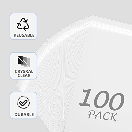 100 Pack 11 3/7 x 14 3/8 Inches Crystal Photo Sleeves Storage Bags for 11x14 Photo Mat, Art Sleeves for Prints - size: 11x14 100pack clear bags