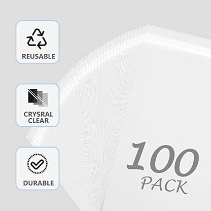 100 Pack 11 3/7 x 14 3/8 Inches Crystal Photo Sleeves Storage Bags for 11x14 Photo Mat, Art Sleeves for Prints - size: 11x14 100pack clear bags